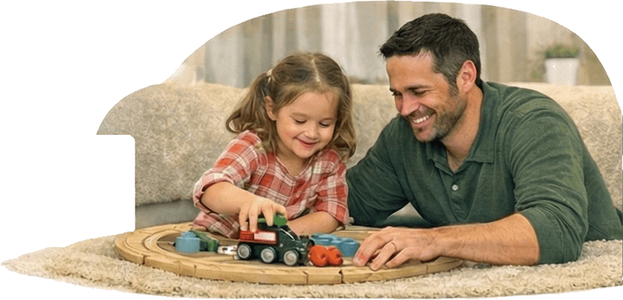 Parent and child playing together